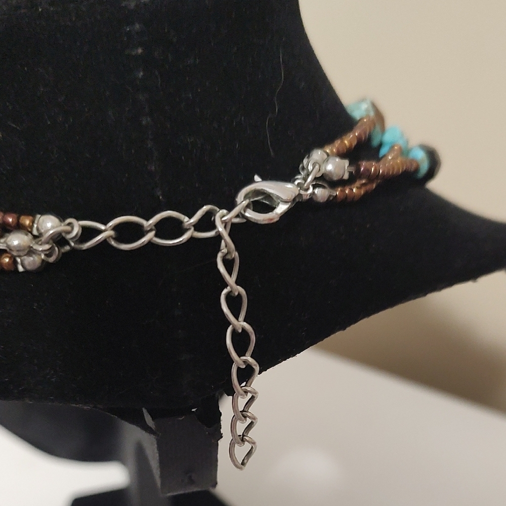 Turquoise and Brown Beaded Necklace - Picture 3 of 3